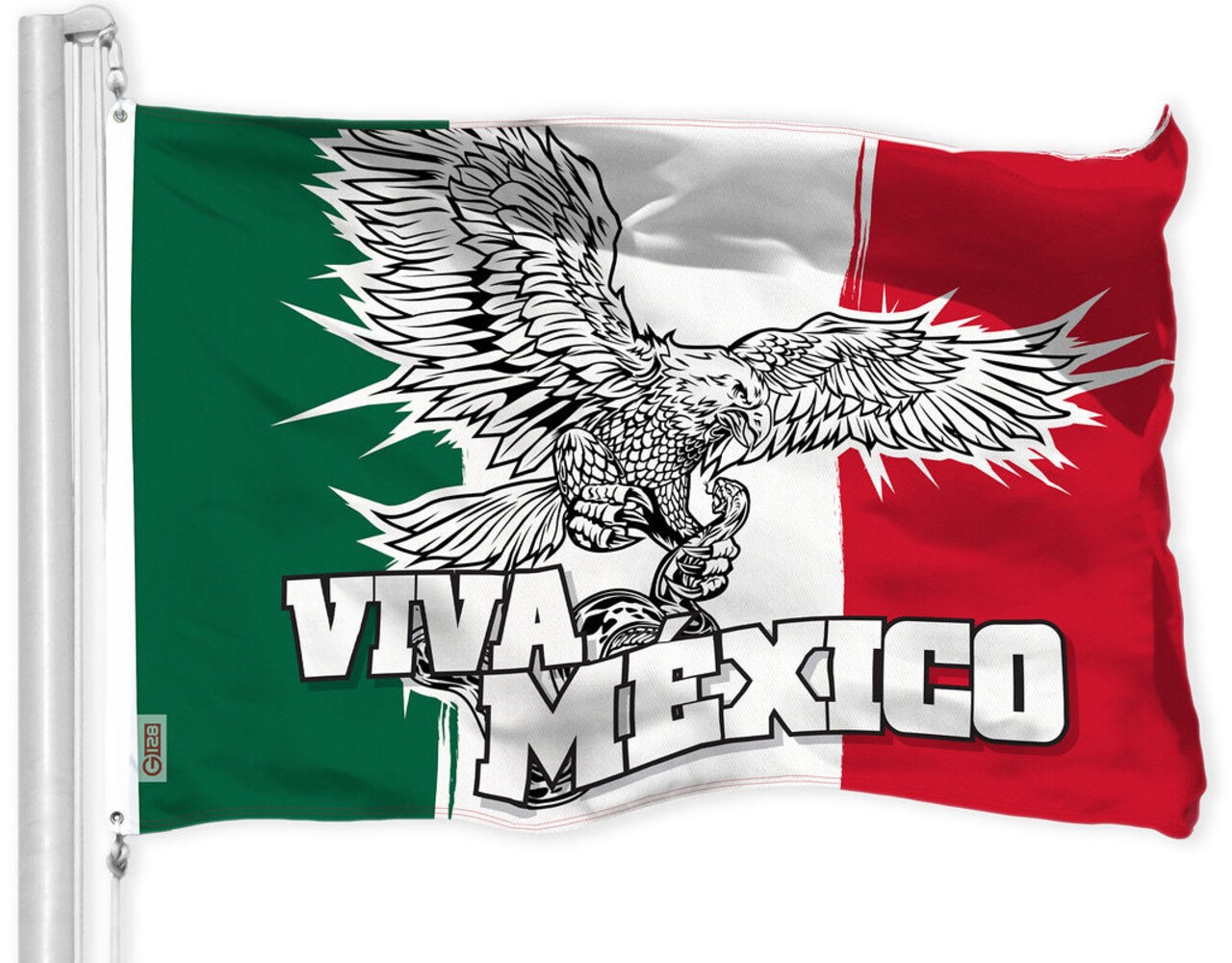 G128 Mexico Mexican Viva Mexico Flag | 3x5 Ft | LiteWeave Pro Series Printed 150D Polyester | Indoor/Outdoor, Vibrant Colors, Brass Grommets, Thicker and More Durable Than 100D Polyester
